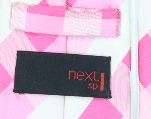 Next Men's Pink Plaid Polyester Tie