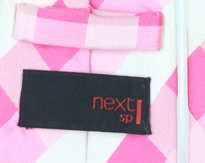 Next Men's Pink Plaid Polyester Tie