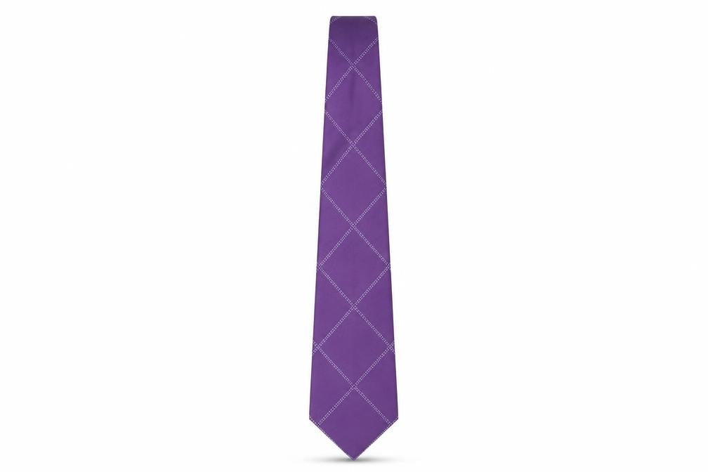 Mens Tom English Purple Geometric 100% Silk  Tie