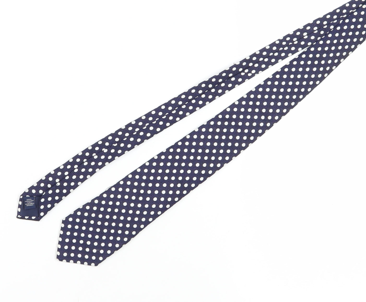 Mens Charles Tyrwhitt Blue Polka Dot 100% Silk Slim Tie
