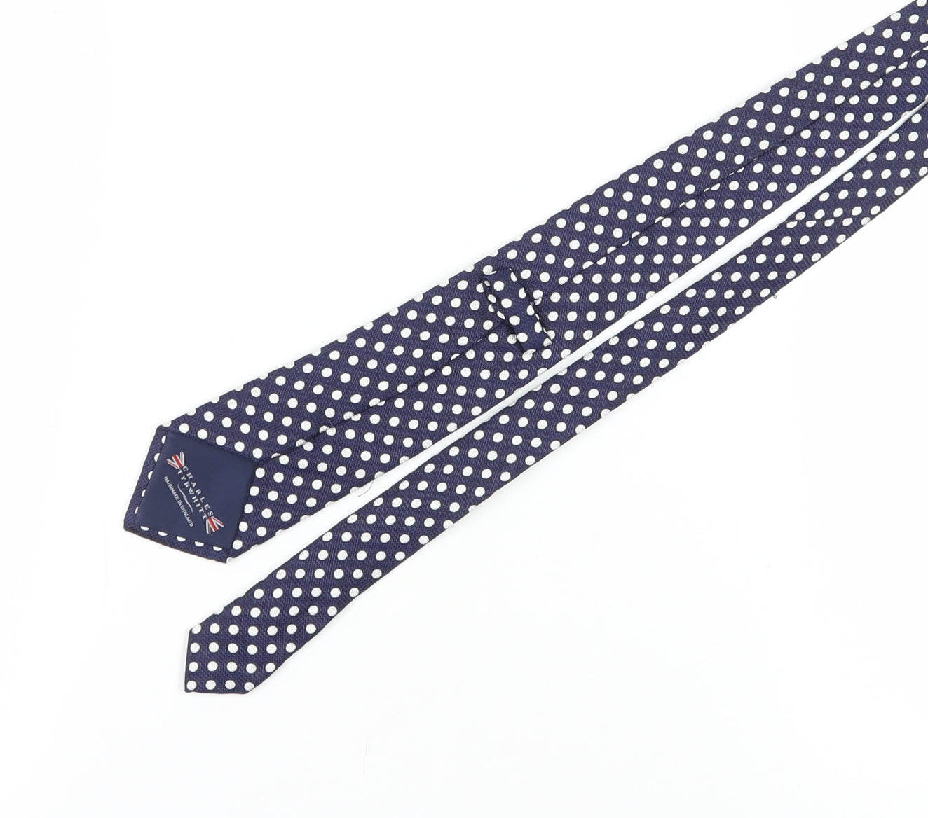 Mens Charles Tyrwhitt Blue Polka Dot 100% Silk Slim Tie
