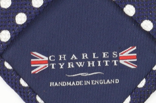 Mens Charles Tyrwhitt Blue Polka Dot 100% Silk Slim Tie