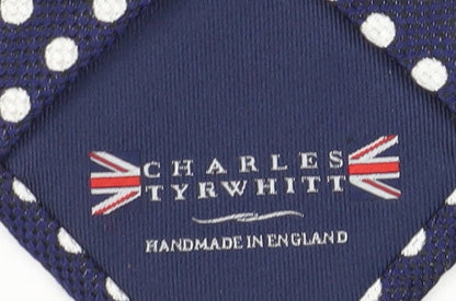 Mens Charles Tyrwhitt Blue Polka Dot 100% Silk Slim Tie