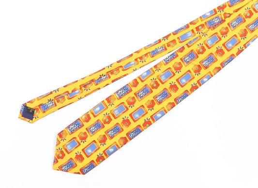 James Barry Men's Yellow Geometric Silk Slim Tie