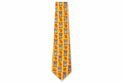 Mens James Barry Yellow Geometric 100% Silk Slim Tie