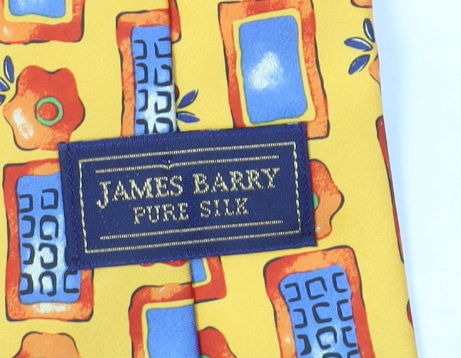 James Barry Men's Yellow Geometric Silk Slim Tie