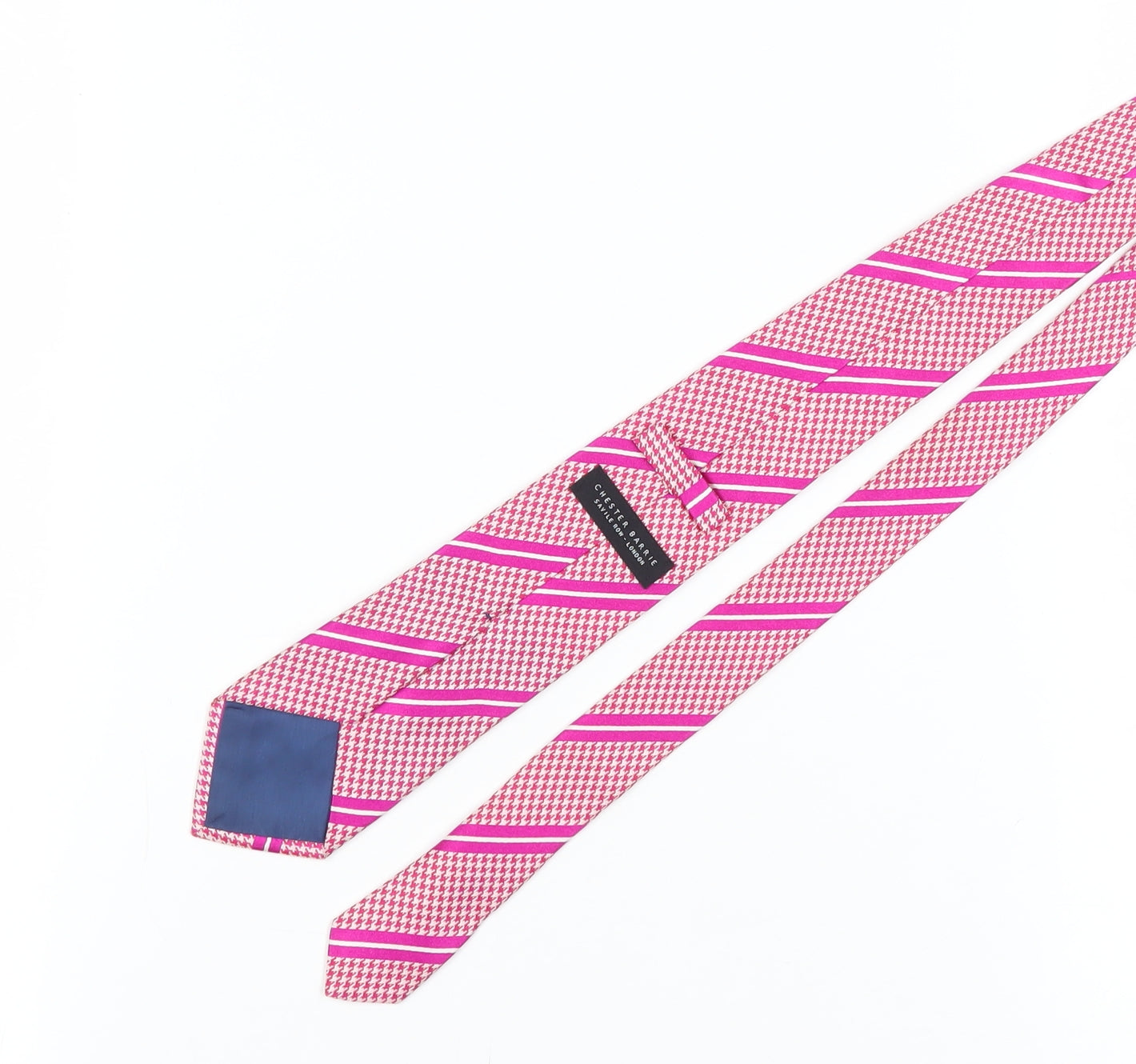 Mens Chester Barrie Pink Houndstooth 100% Silk  Tie