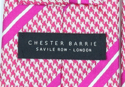 Mens Chester Barrie Pink Houndstooth 100% Silk  Tie