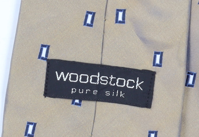Woodstock Men's Beige Silk Geometric Designer Tie