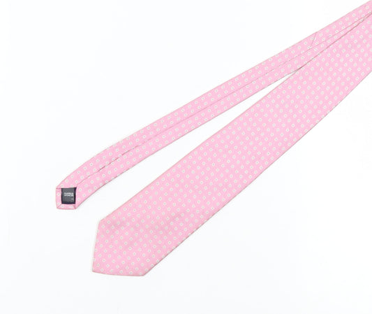 Marks and Spencer Men's Pink Geometric Silk Tie