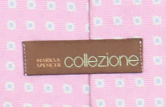 Marks and Spencer Men's Pink Geometric Silk Tie