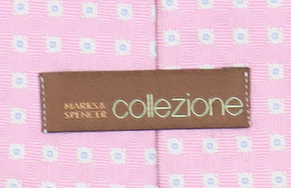 Marks and Spencer Men's Pink Geometric Silk Tie