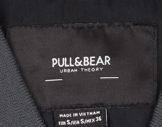 Pull&Bear Unisex Black Sleeveless Bomber Waistcoat, Size 8