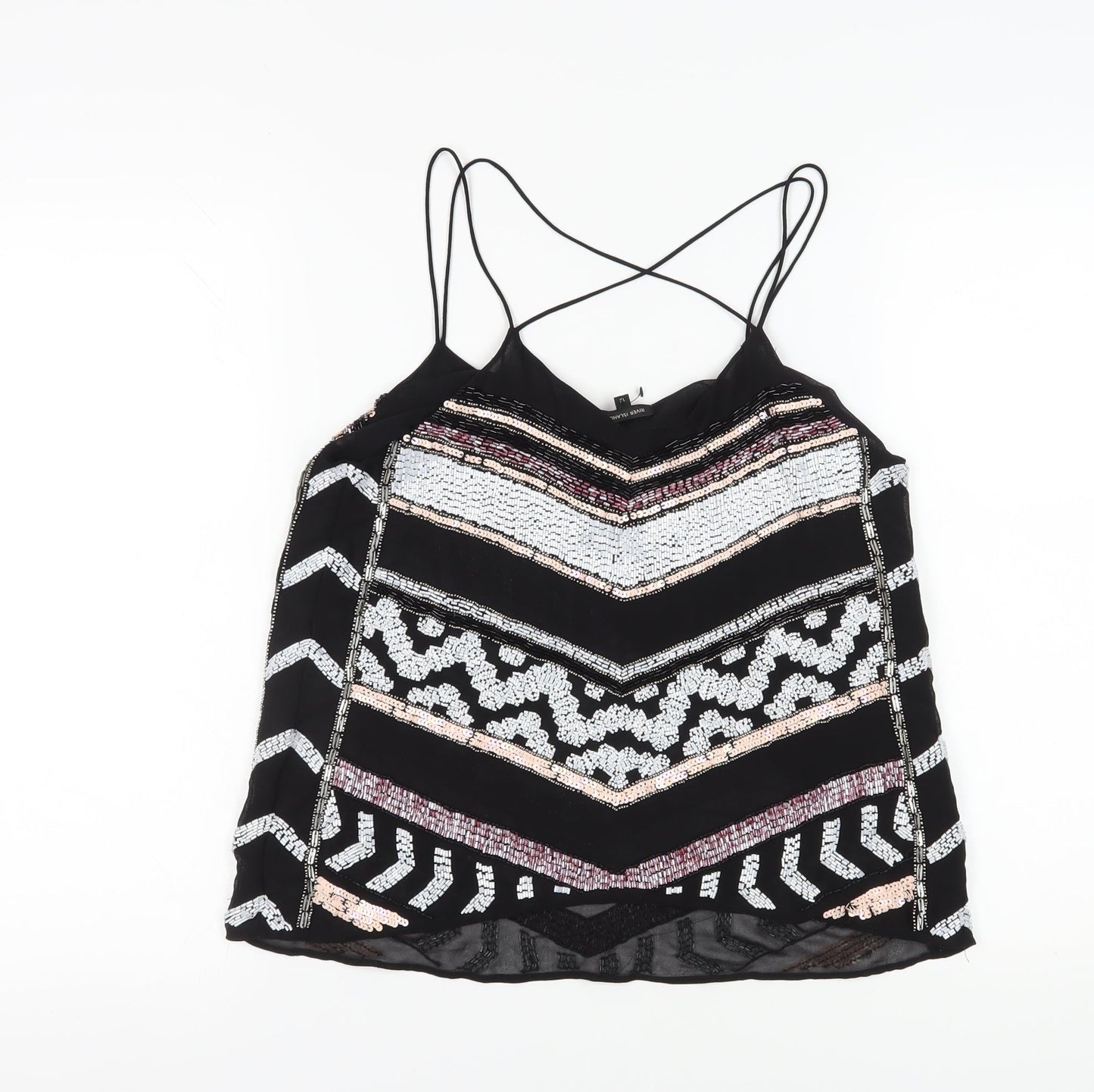 Womens UK Size 12 River Island Black Camisole Tank