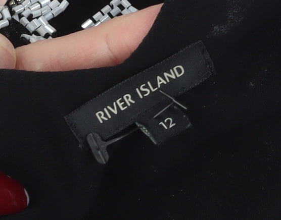 Womens UK Size 12 River Island Black Camisole Tank
