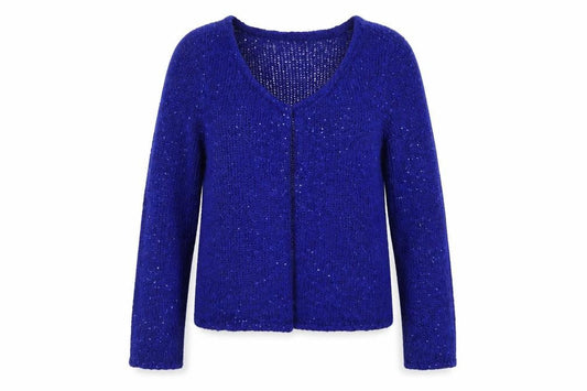 H&M Women's Blue Cardigan Size 14 Sequin V-Neck Knit