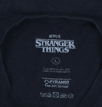 Netflix Men's Black Graphic L T-Shirt - Stranger Things