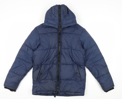 Mens UK Size 2XS River Island Blue Puffer Jacket