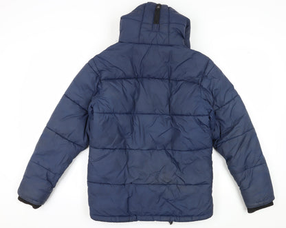 Mens UK Size 2XS River Island Blue Puffer Jacket