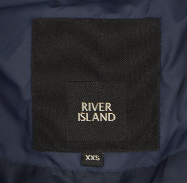 Mens UK Size 2XS River Island Blue Puffer Jacket