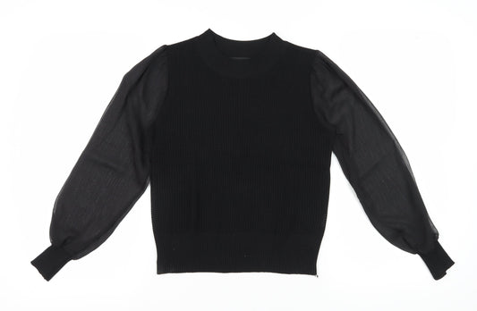 Womens UK Size M/L QED London Black Jersey Blouse