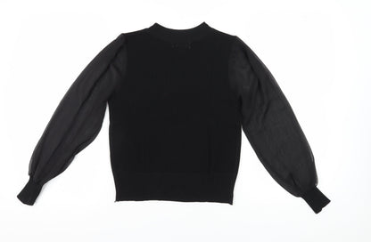 Womens UK Size M/L QED London Black Jersey Blouse