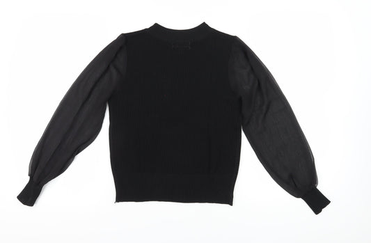Womens UK Size M/L QED London Black Jersey Blouse