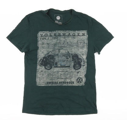 Volkswagen Men's Green Graphic Print Crew Neck T-Shirt - S