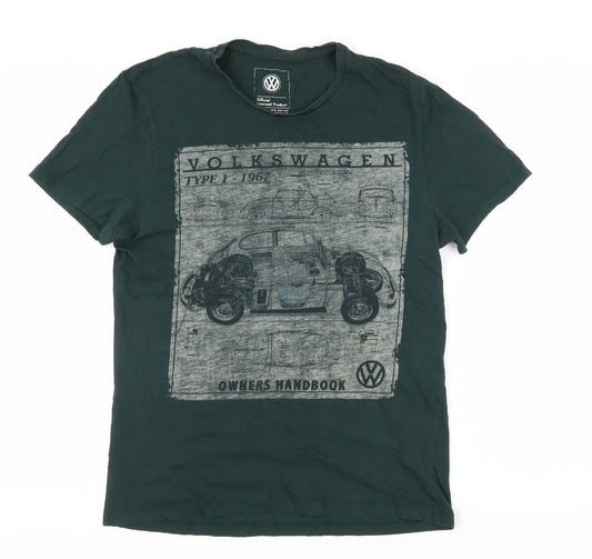 Volkswagen Men's Green Graphic Print Crew Neck T-Shirt - S