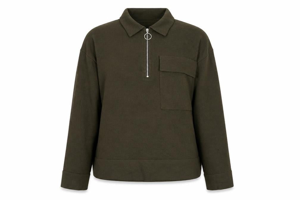 Womens UK Size 12 MNG Green Full Zip Jumper