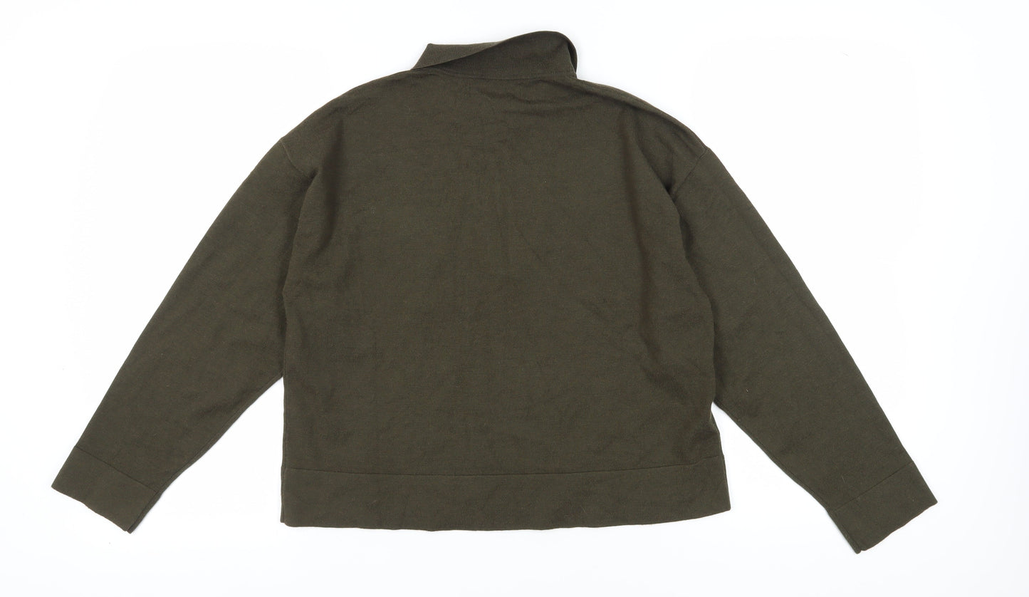 Womens UK Size 12 MNG Green Full Zip Jumper