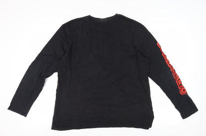 Super Mario Men's Black XL Long Sleeve Cotton T-Shirt