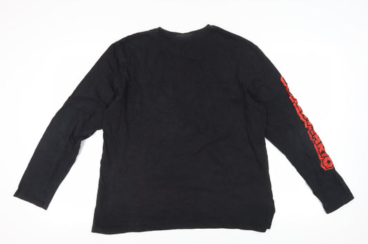 Super Mario Men's Black XL Long Sleeve Cotton T-Shirt