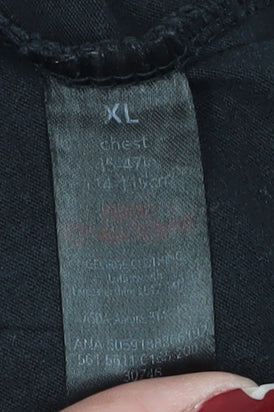 Super Mario Men's Black XL Long Sleeve Cotton T-Shirt