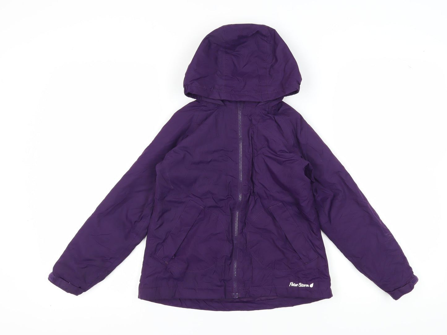 Peter Storm Girls Purple Rain Coat, Size 7-8, Hooded & Lightweight