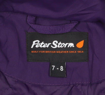 Peter Storm Girls Purple Rain Coat, Size 7-8, Hooded & Lightweight