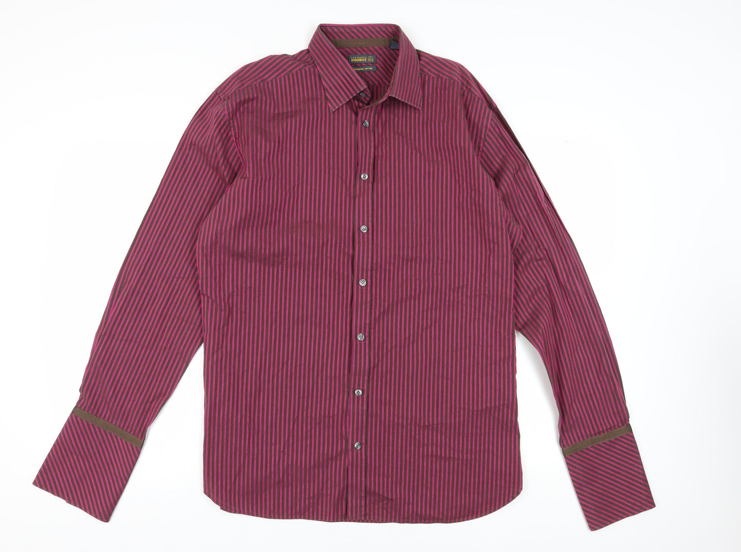 Ted Baker Men's Pink Striped Dress Shirt Long Sleeve 17