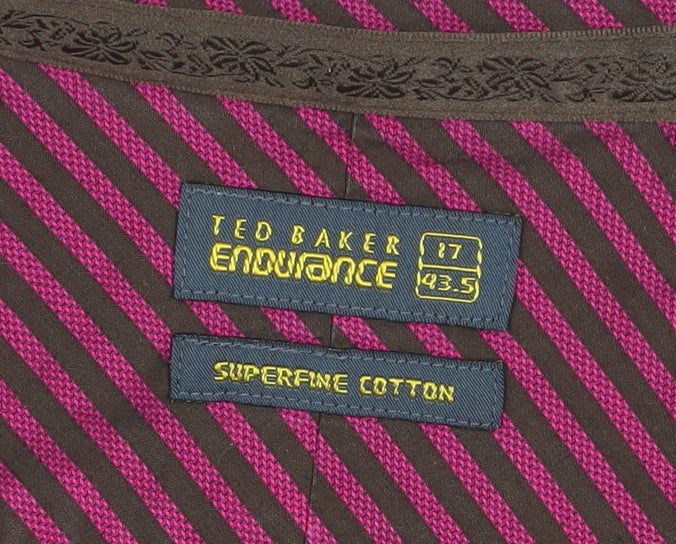 Ted Baker Men's Pink Striped Dress Shirt Long Sleeve 17