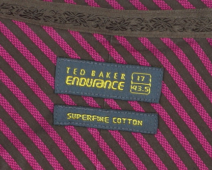 Ted Baker Men's Pink Striped Dress Shirt Long Sleeve 17