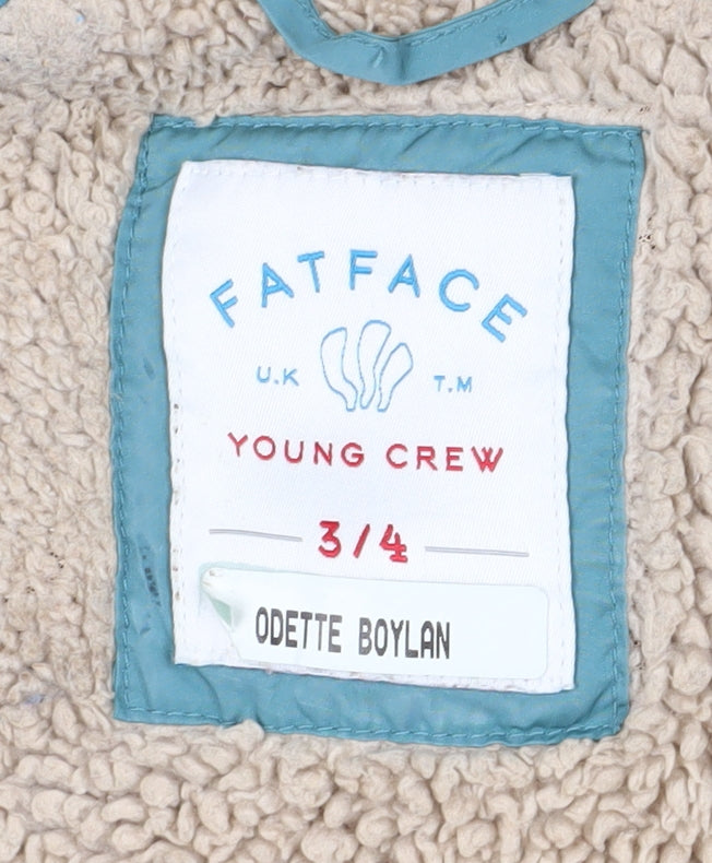 FatFace Girls Blue Long Puffer Jacket 3-4 Winter Coat