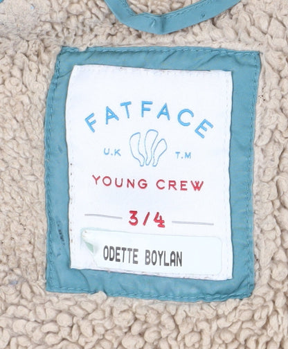 FatFace Girls Blue Long Puffer Jacket 3-4 Winter Coat