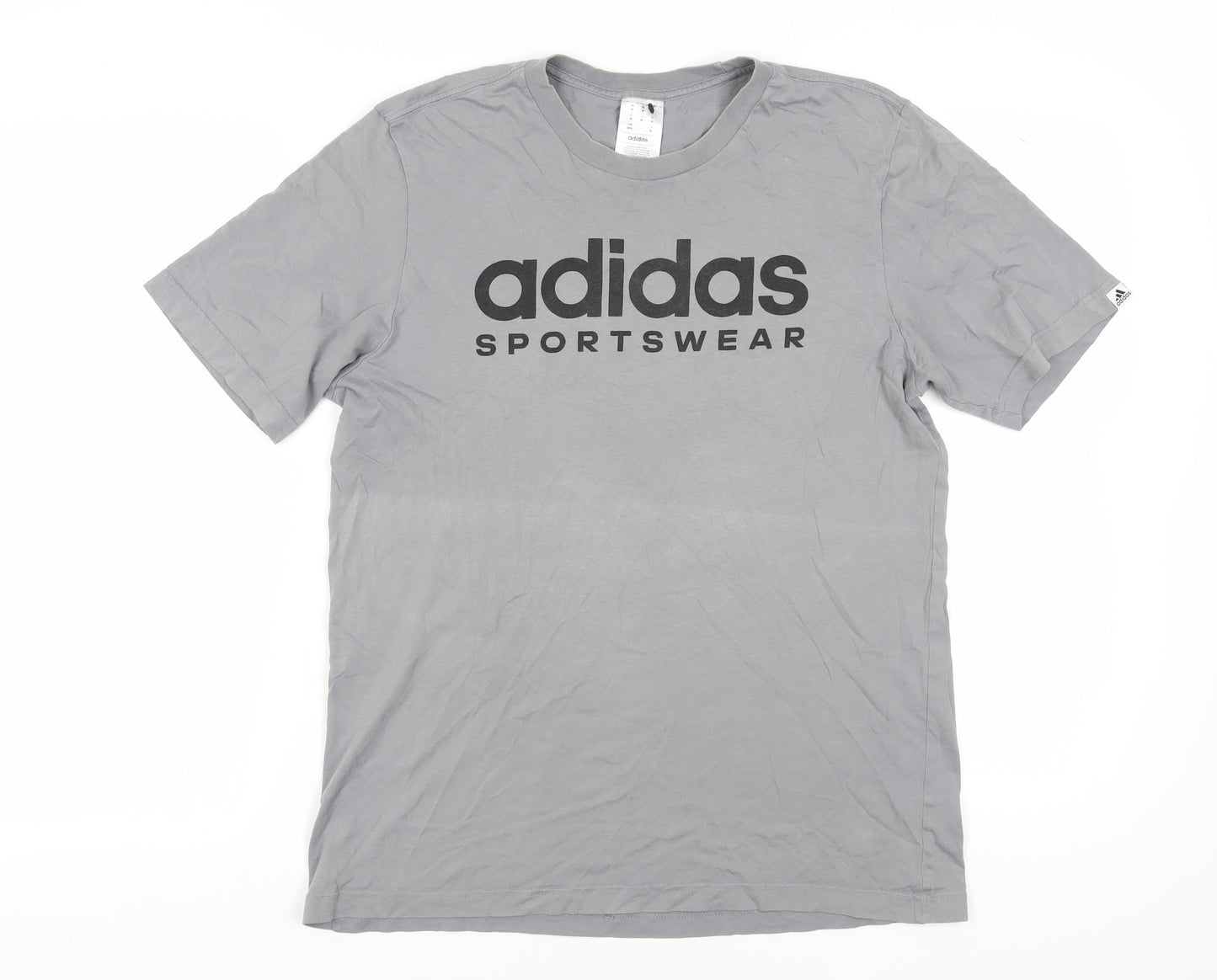 Adidas Men's Grey Cotton Sports T-Shirt M