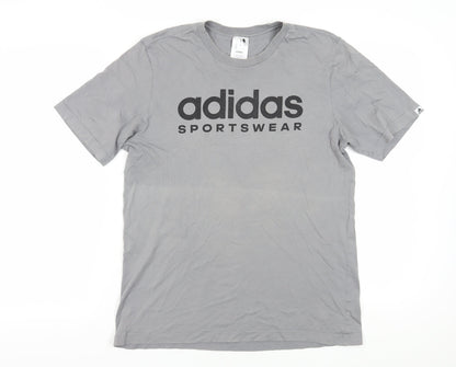 Adidas Men's Grey Cotton Sports T-Shirt M