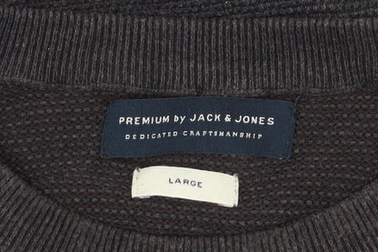 Jack & Jones Men Grey Cotton Pullover Jumper L