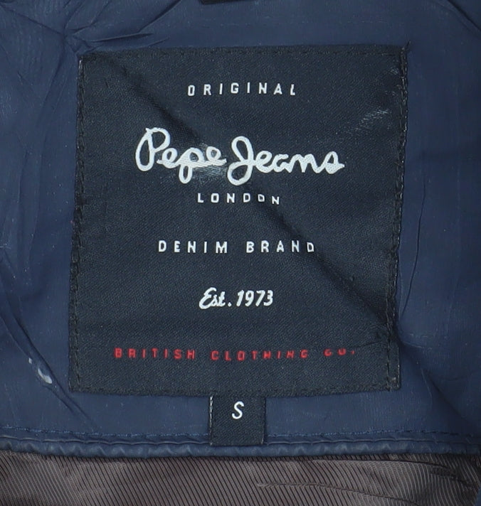 Pepe Jeans Women's Blue S Puffer Jacket with Faux Fur Hood