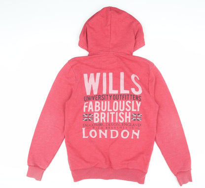 Mens UK Size S Jack Wills Red Full Zip Hoodie