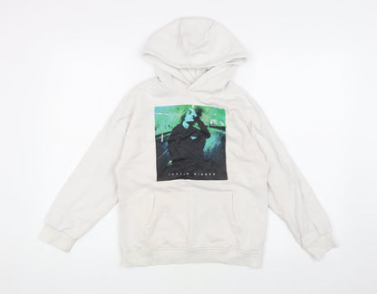 Just in Bieber Girls White Graphic Print Hoodie 9-10 Years