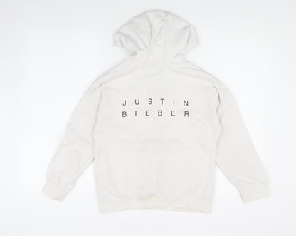 Just in Bieber Girls White Graphic Print Hoodie 9-10 Years