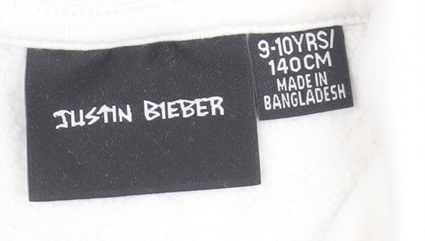 Just in Bieber Girls White Graphic Print Hoodie 9-10 Years