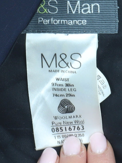 Marks and Spencer Men's Black Wool Dress Pants Size 38